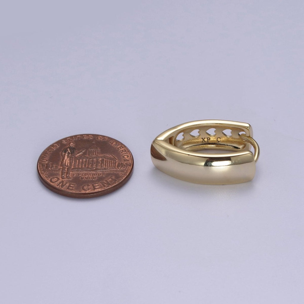 14K Gold plated Hinged Huggie Earrings Minimalist Hoop Earrings Wholesale Jewelry T-290 - DLUXCA