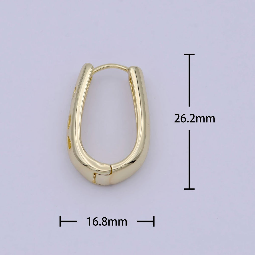 14K Gold plated Hoop Earrings, Oval Hoop Earrings, Small Oval Gold Hoops Minimalist Jewelry For Women, Simple Gold Oval Earring T-304 - DLUXCA