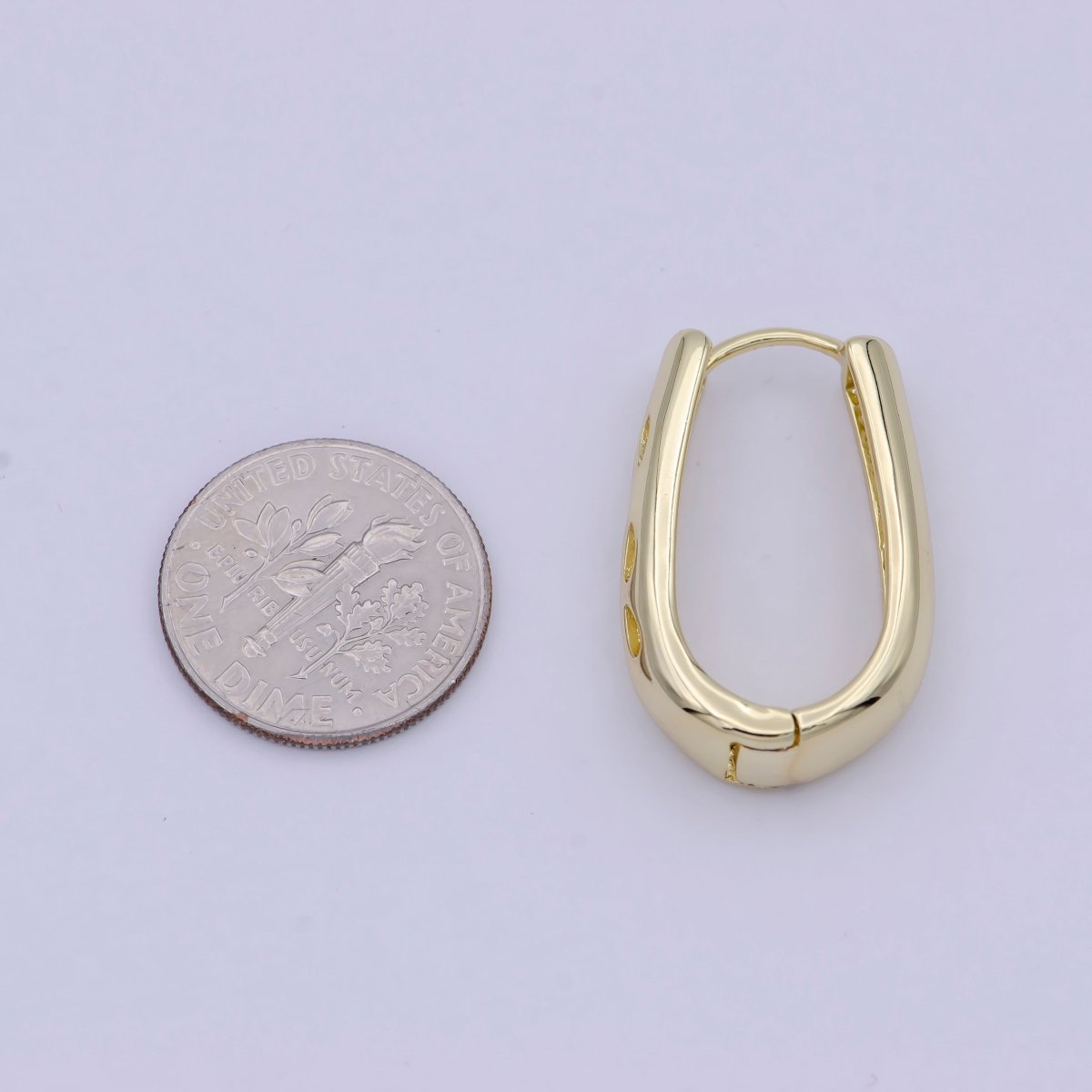 14K Gold plated Hoop Earrings, Oval Hoop Earrings, Small Oval Gold Hoops Minimalist Jewelry For Women, Simple Gold Oval Earring T-304 - DLUXCA
