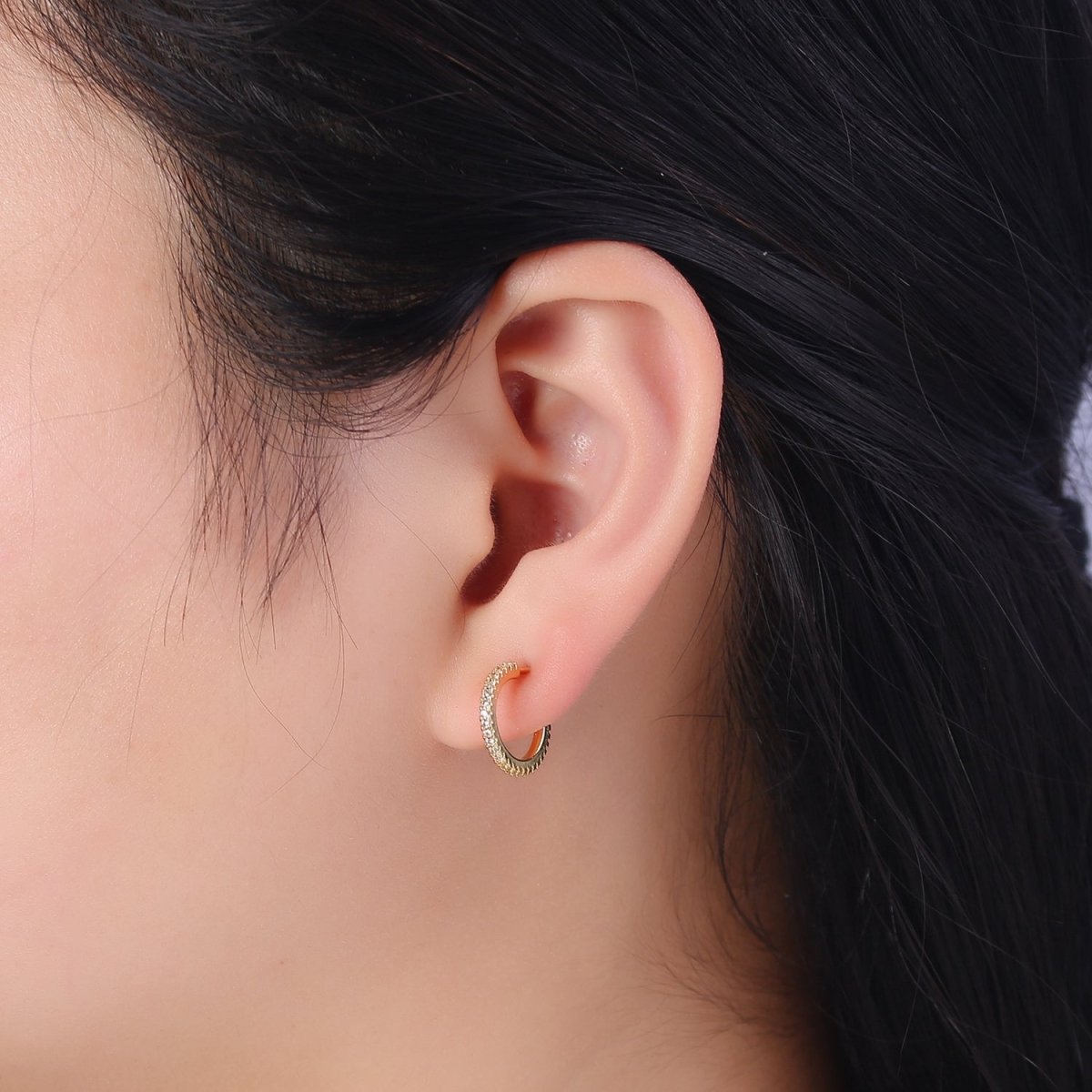 14k Gold plated Hoop Earrings with Micro Pave, Cubic Zirconia, Dainty Hoops, Zircon Hoops, Wholesale Jewelry V-170 V-171 V-172