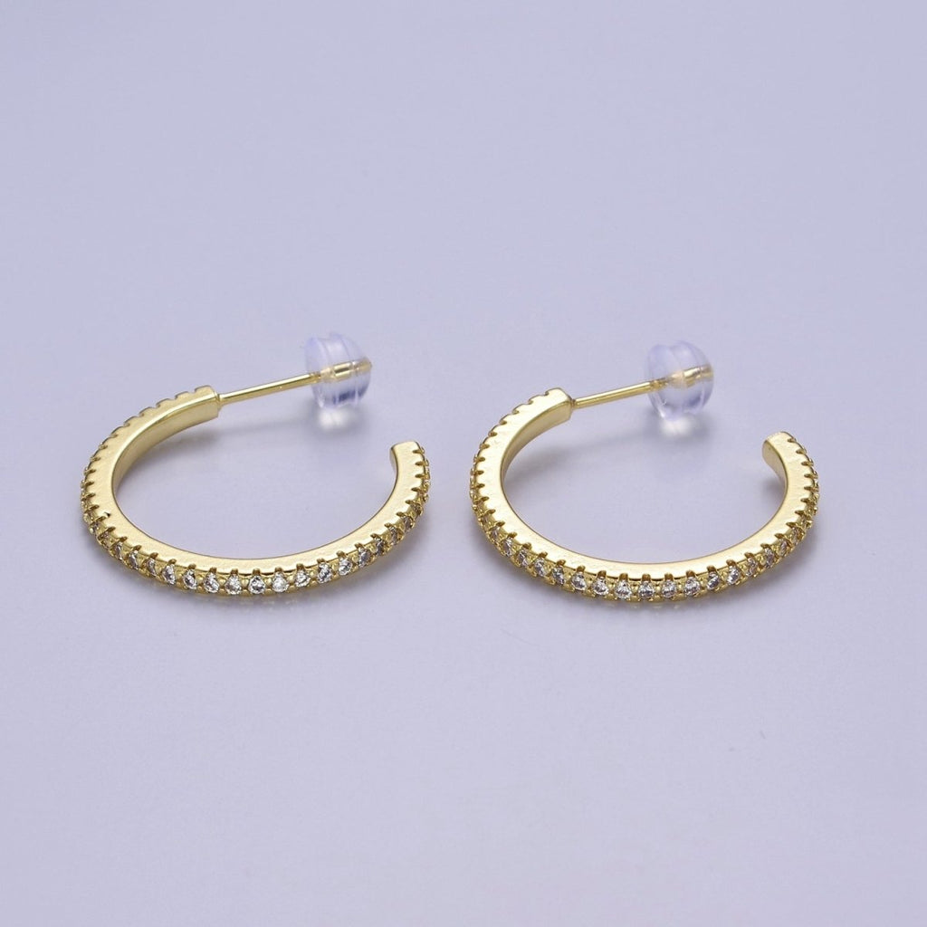 14k Gold plated Hoop Earrings with Micro Pave, Cubic Zirconia, Dainty Hoops, Zircon Hoops, Wholesale Jewelry V-170 V-171 V-172