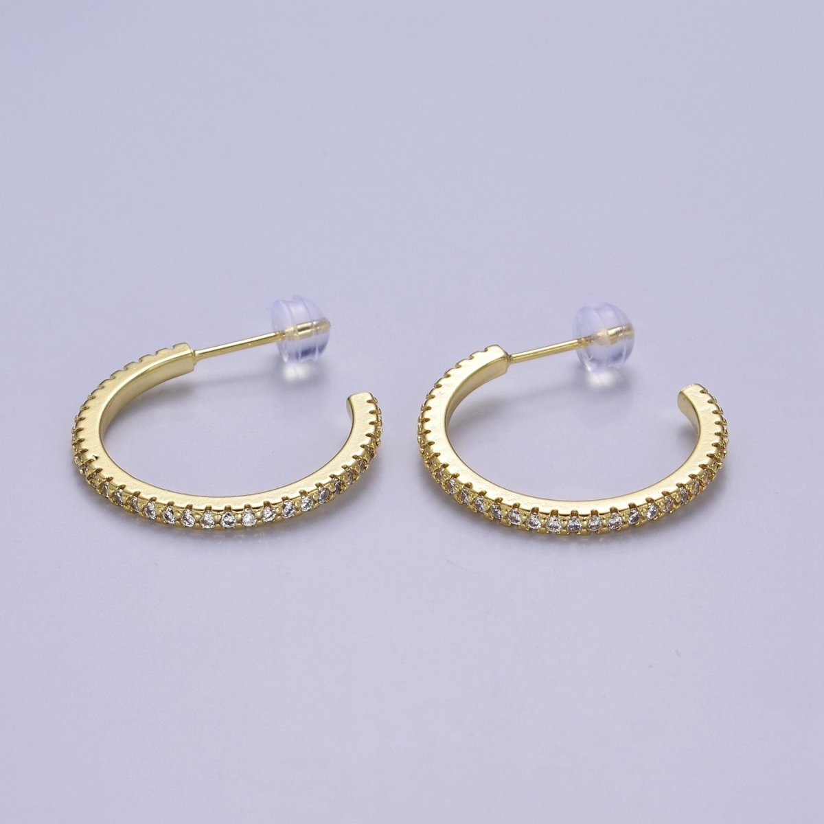 14k Gold plated Hoop Earrings with Micro Pave, Cubic Zirconia, Dainty Hoops, Zircon Hoops, Wholesale Jewelry V-170 V-171 V-172