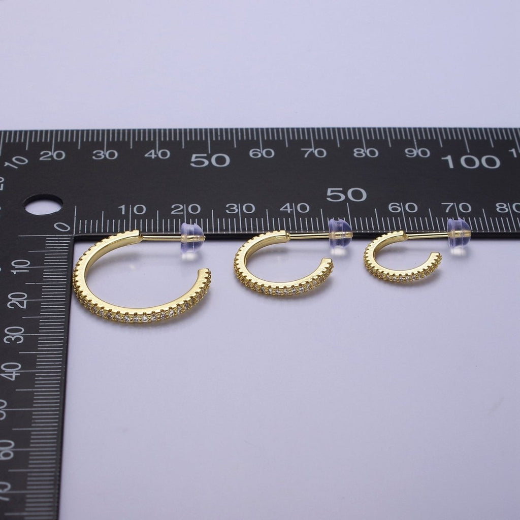 14k Gold plated Hoop Earrings with Micro Pave, Cubic Zirconia, Dainty Hoops, Zircon Hoops, Wholesale Jewelry V-170 V-171 V-172