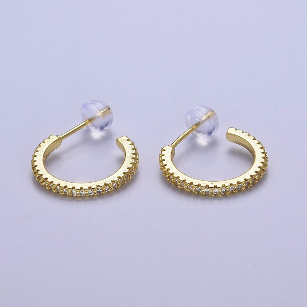 14k Gold plated Hoop Earrings with Micro Pave, Cubic Zirconia, Dainty Hoops, Zircon Hoops, Wholesale Jewelry V-170 V-171 V-172
