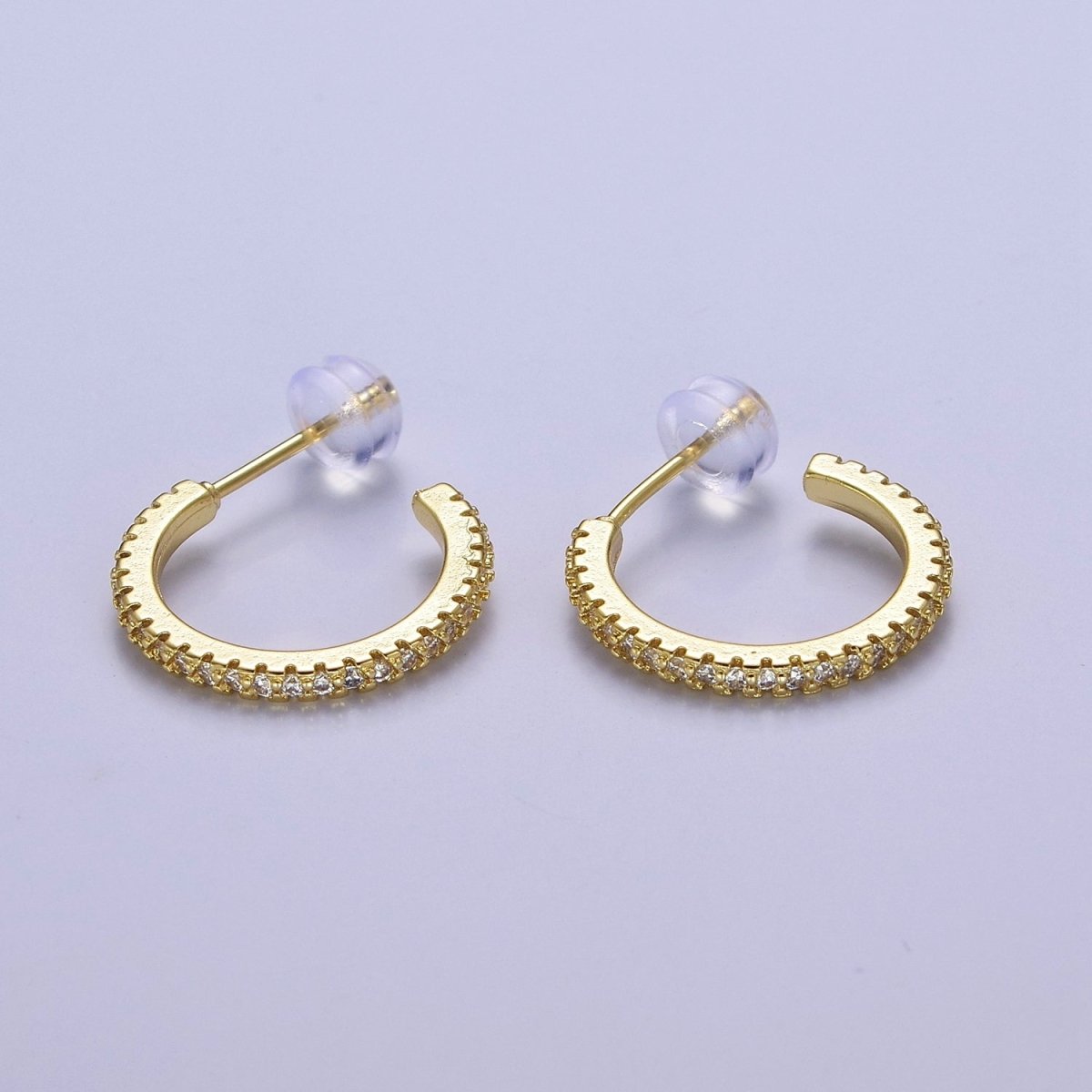 14k Gold plated Hoop Earrings with Micro Pave, Cubic Zirconia, Dainty Hoops, Zircon Hoops, Wholesale Jewelry V-170 V-171 V-172