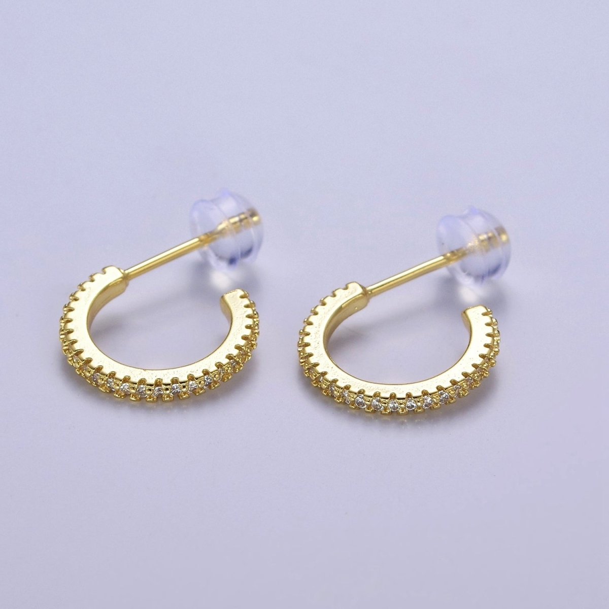 14k Gold plated Hoop Earrings with Micro Pave, Cubic Zirconia, Dainty Hoops, Zircon Hoops, Wholesale Jewelry V-170 V-171 V-172