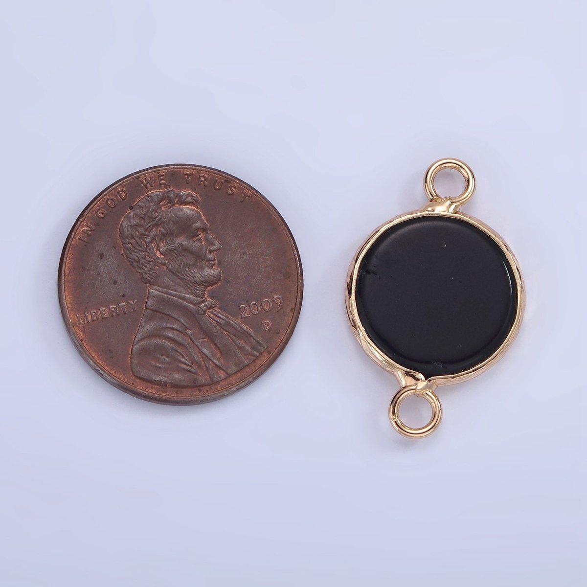 14K Gold plated Howlite, Amazonite, Rose Quartz, Onyx Round Bezel Connector | G-024 G-207 - G-029