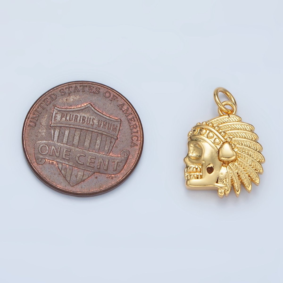 14K Gold plated Indigenous American Skull Mini Charm | AG882 - DLUXCA