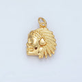 14K Gold plated Indigenous American Skull Mini Charm | AG882 - DLUXCA