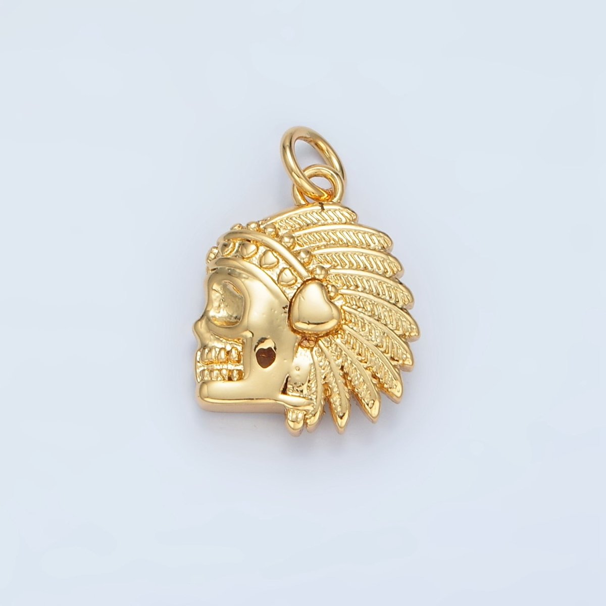 14K Gold plated Indigenous American Skull Mini Charm | AG882 - DLUXCA