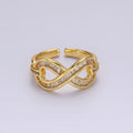 14K Gold plated Infinity Micro Paved Baguette CZ Ring | O1166 - DLUXCA