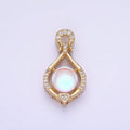 14K Gold plated Iridescent CZ Micro Paved Curved Bezel Pendant | AA1183 - DLUXCA