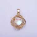 14K Gold plated Iridescent Micro Paved CZ Circular Band Open Pendant | AA1174 - DLUXCA