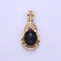 14K Gold plated Iridescent Teardrop Bezel Micro Paved Pendant | AA1175 - DLUXCA