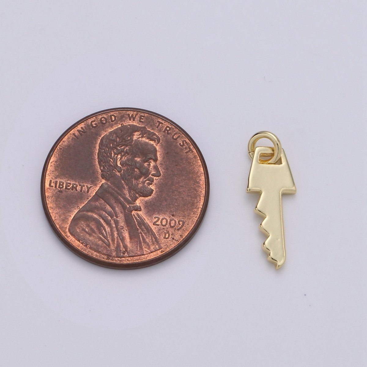 14k Gold plated Key Pendant Charm, Dainty Key Pendant Charm, Gold plated Lock Pendant, For Men Jewelry Making Supply D-634 - DLUXCA