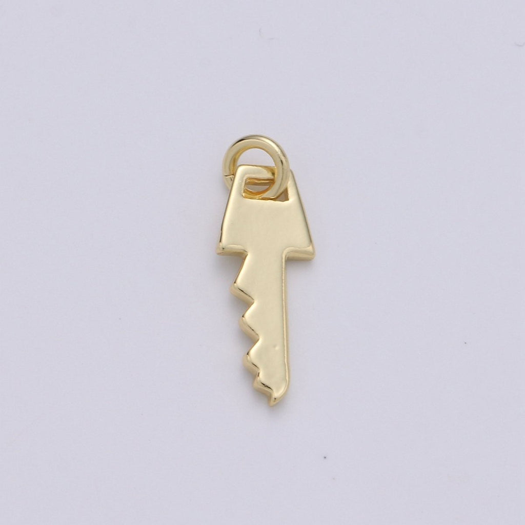 14k Gold plated Key Pendant Charm, Dainty Key Pendant Charm, Gold plated Lock Pendant, For Men Jewelry Making Supply D-634 - DLUXCA