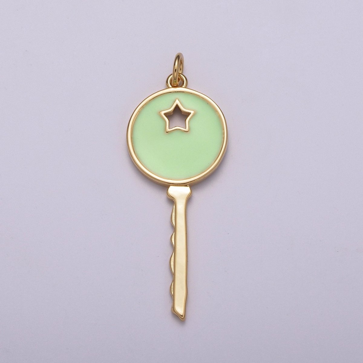 14K Gold plated Key Pendant Enamel Key Charm Star Celestial Jewelry Making Crafting Supplies M-815 - M-817