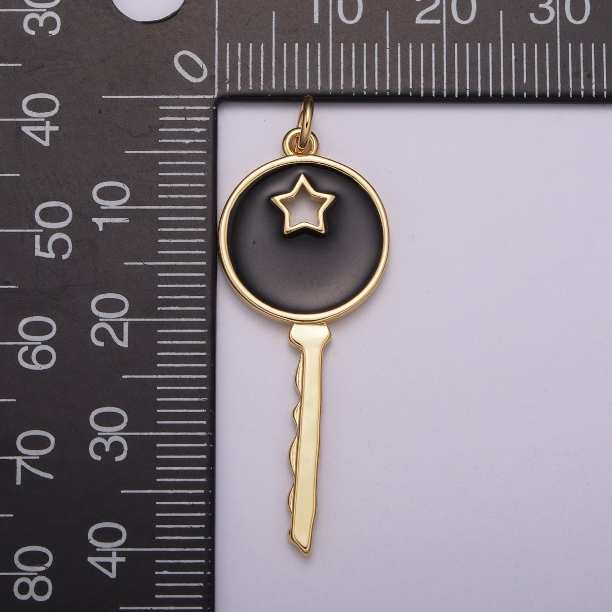 14K Gold plated Key Pendant Enamel Key Charm Star Celestial Jewelry Making Crafting Supplies M-815 - M-817