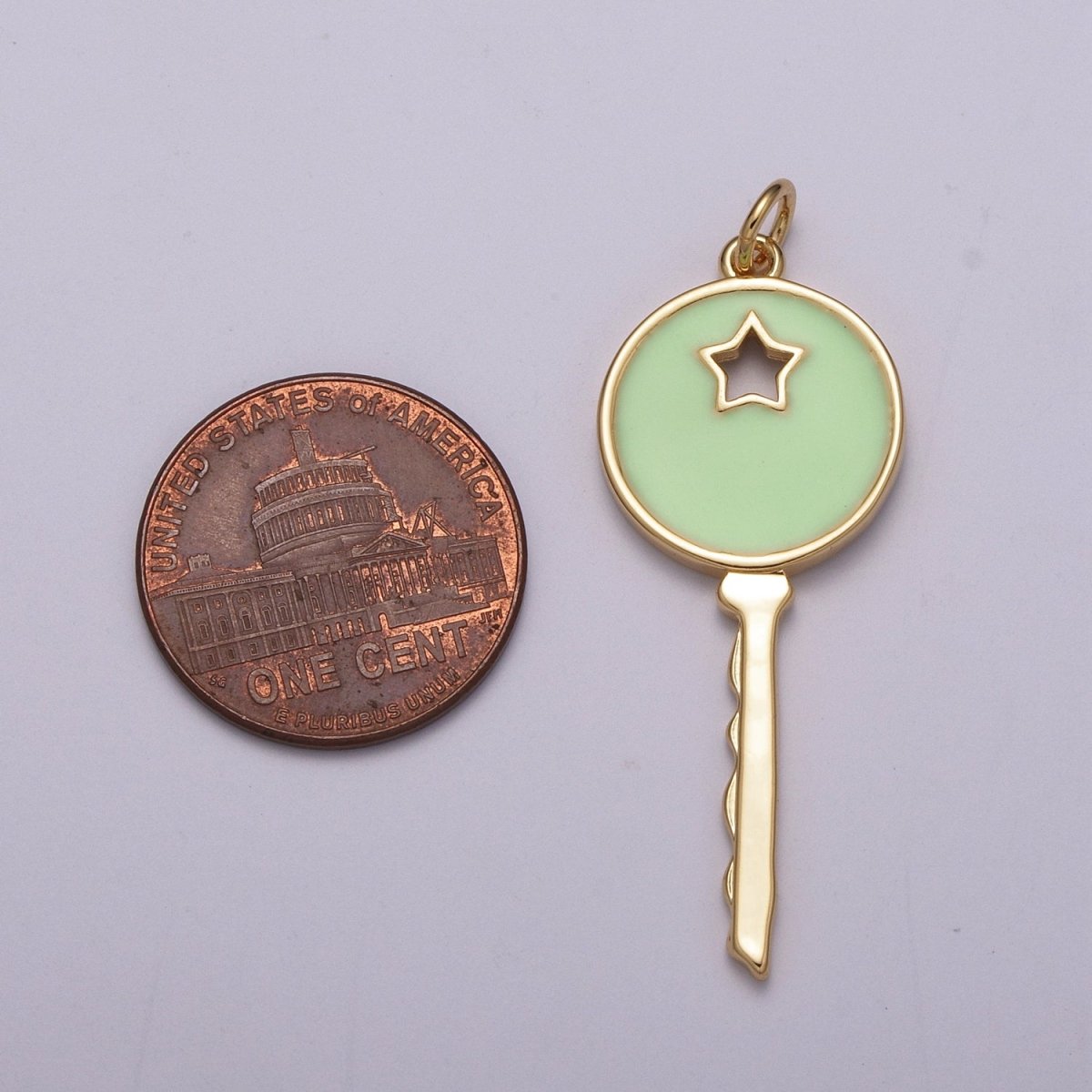 14K Gold plated Key Pendant Enamel Key Charm Star Celestial Jewelry Making Crafting Supplies M-815 - M-817
