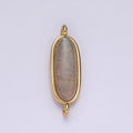 14K Gold plated Labradorite Oblong Bezel Connector | G-823 - DLUXCA
