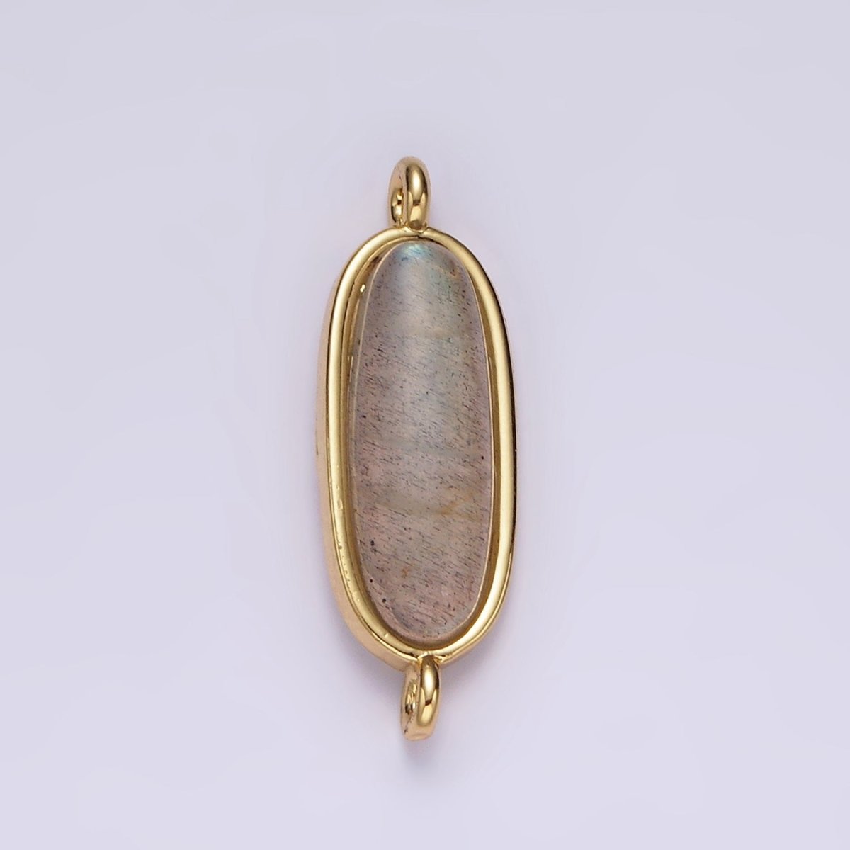 14K Gold plated Labradorite Oblong Bezel Connector | G-823 - DLUXCA