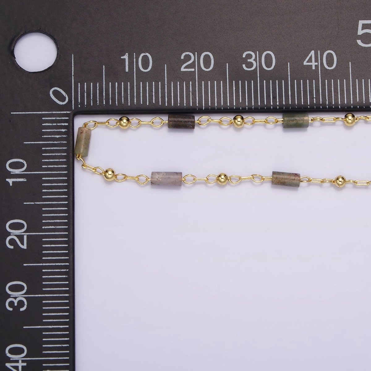14K Gold plated Labradorite Tube Cable Satellite Unfinished Cable Chain For Jewelry Making | ROLL-1421 - DLUXCA