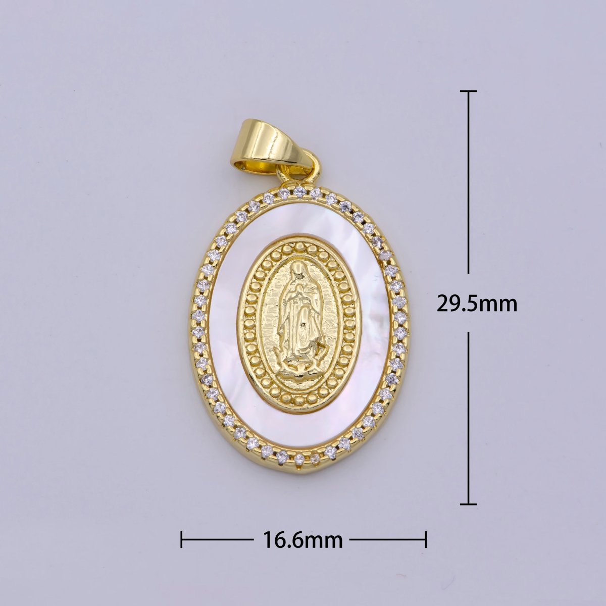 14k Gold plated Lady Guadalupe Pearl Pendant Micro Pave Charm for Religious Necklace Jewelry Supply N-1433 - DLUXCA