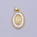 14k Gold plated Lady Guadalupe Pearl Pendant Micro Pave Charm for Religious Necklace Jewelry Supply N-1433 - DLUXCA