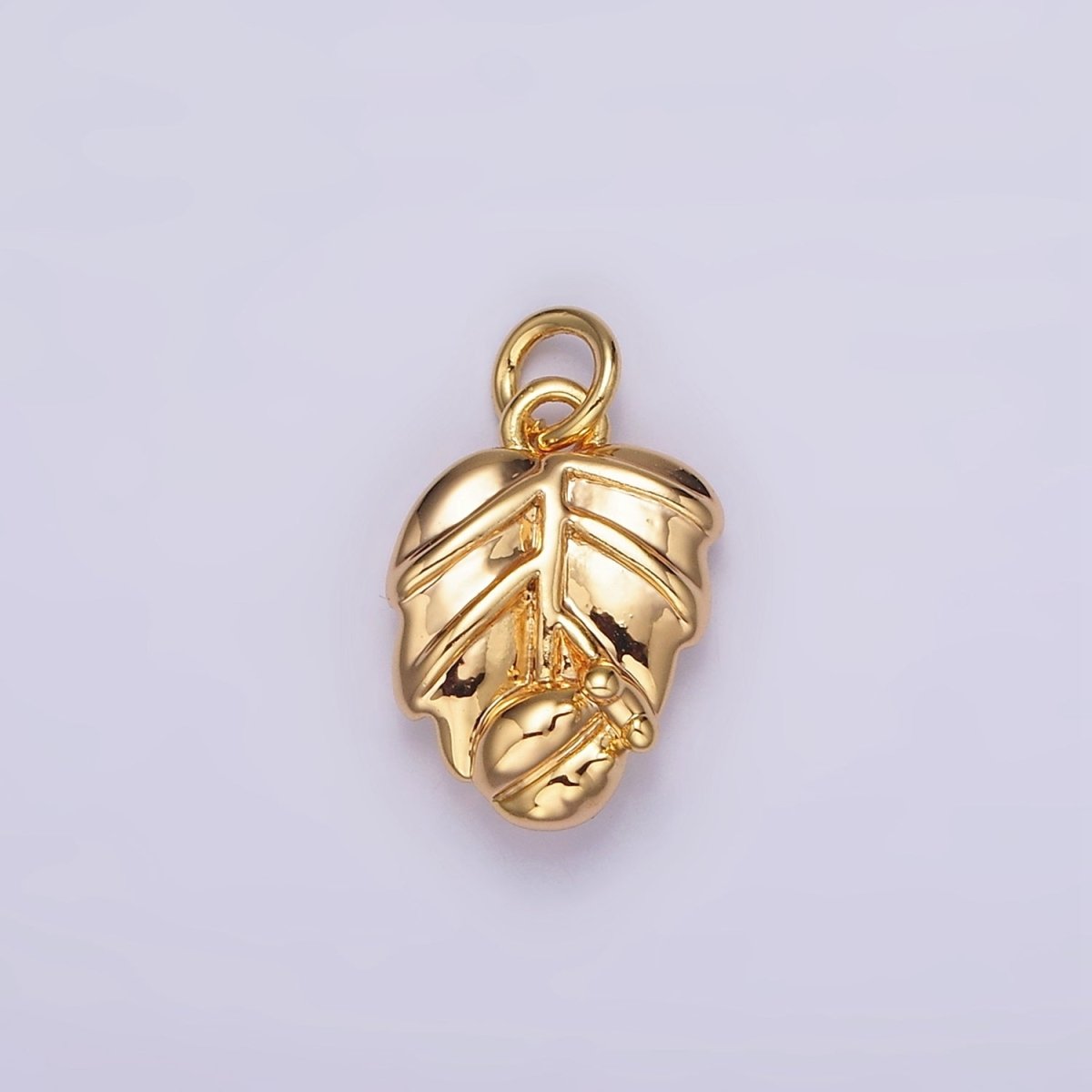 14K Gold plated Ladybug Palm Leaf Add-On Charm | N-1768 - DLUXCA