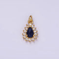 14K Gold plated Lapis Lazuli Teardrop CZ Lined Charm | AG490 - DLUXCA