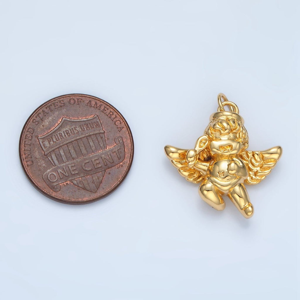 14K Gold plated Laughing Cherub Baby Angel Charm | AG942 - DLUXCA