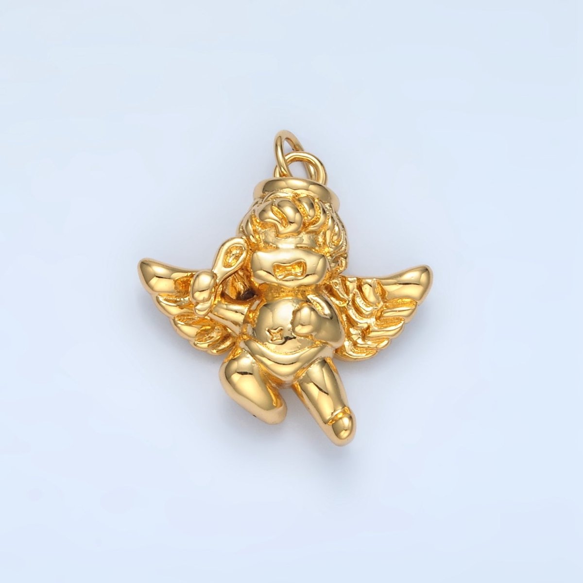 14K Gold plated Laughing Cherub Baby Angel Charm | AG942 - DLUXCA