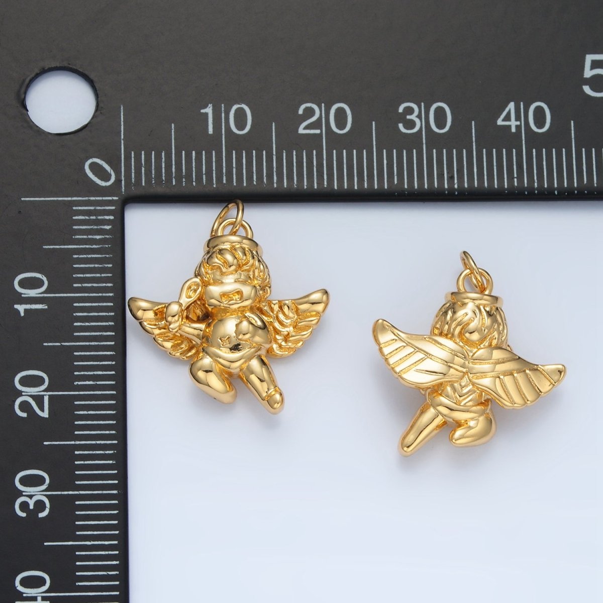 14K Gold plated Laughing Cherub Baby Angel Charm | AG942 - DLUXCA
