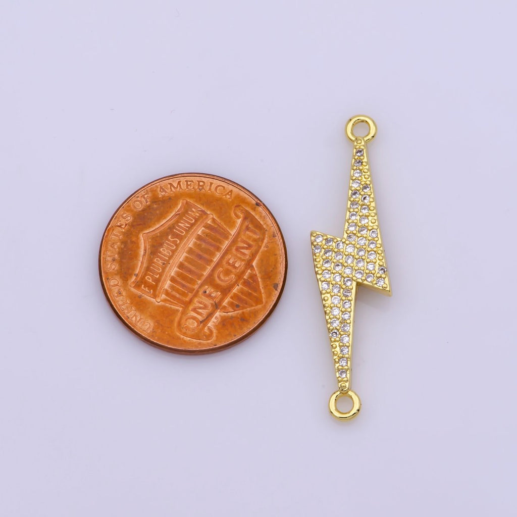 14K Gold plated Lightning Bolt Thunder Connector | G-845 - DLUXCA