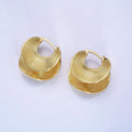 14K Gold plated Line-Textured Curved Band Latch Hoop Earrings in Gold & Silver | AB1313 AB1314 - DLUXCA