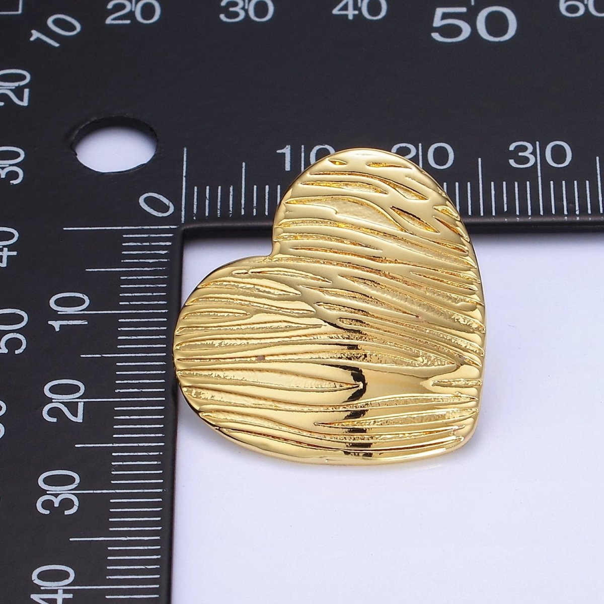 14K Gold plated Line-Textured Heart Stud Earrings  in Gold & Silver | P456 P457