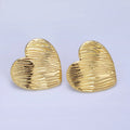 14K Gold plated Line-Textured Heart Stud Earrings  in Gold & Silver | P456 P457