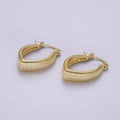14K Gold plated Line-Textured Sphere Latch Hoop Earrings in Gold & Silver | AE377 AE378