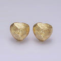 14K Gold plated Lined Geometric Heart Dome C-Shaped Hoop Earrings | V458 - DLUXCA