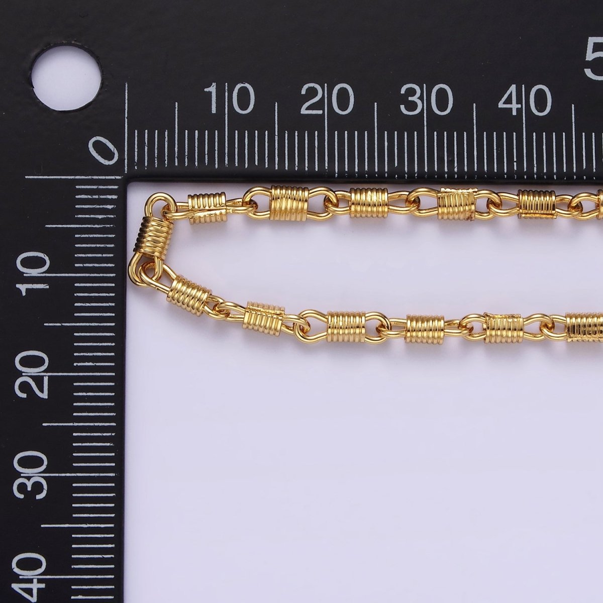 14K Gold plated Lined Tube Link Designed Unfinished Chain For Jewelry Making | ROLL-1437 Clearance Pricing - DLUXCA