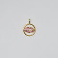 14k Gold plated Lips Charm Micro Pave CZ Pink Kiss / Lip Charm for Necklace- Earring and Bracelet Supply E-125 - DLUXCA