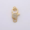 14k Gold plated Lobster Clasp, CZ Clear Micro Pave Lobster Claw Clasp, Cubic Clasp Enhancer, DIY, Jewelry Making Supply 10x20mm K-914 - DLUXCA