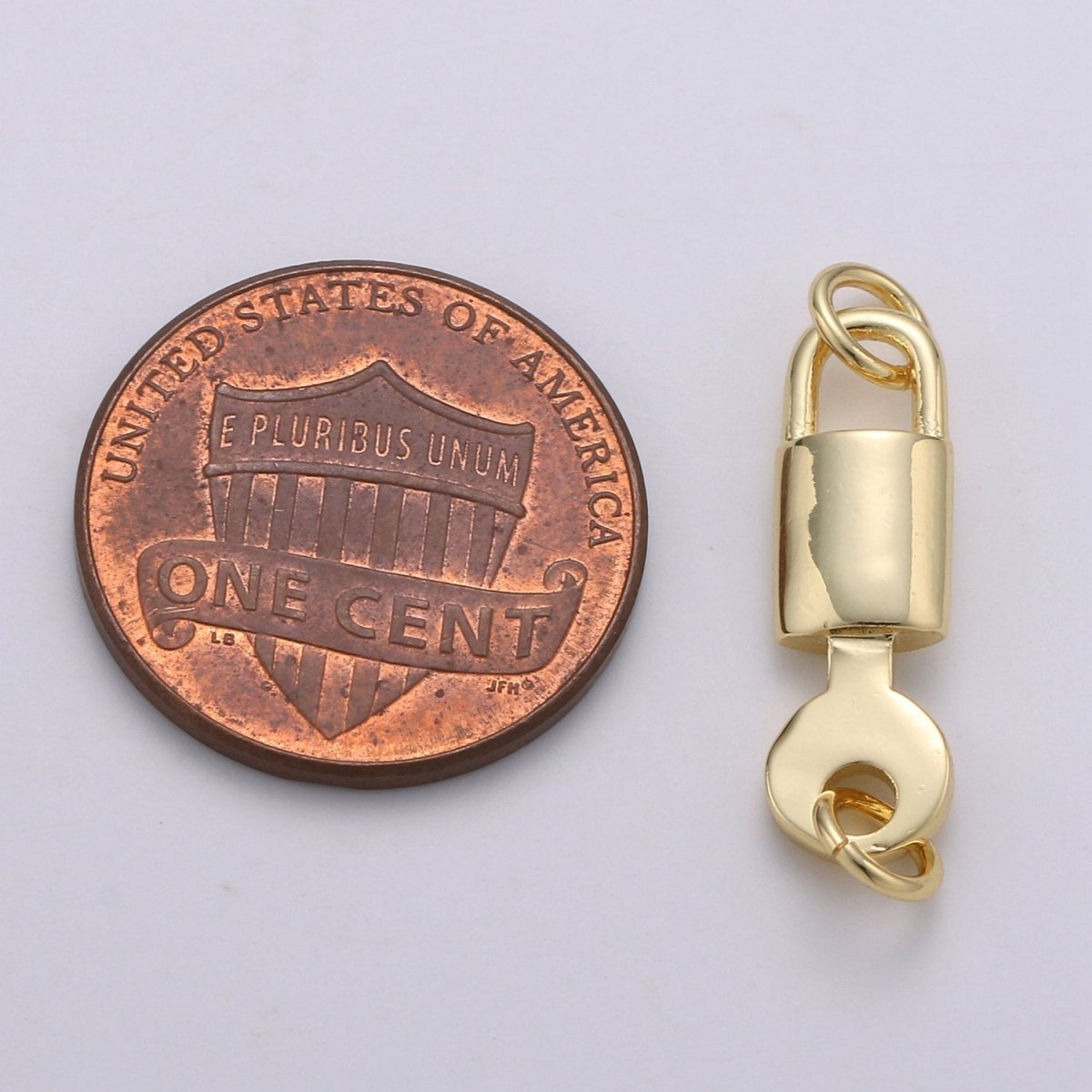 14k Gold plated Lock Key Pendant Charm, Dainty Key Pendant Charm, Gold plated Lock F-448 - DLUXCA