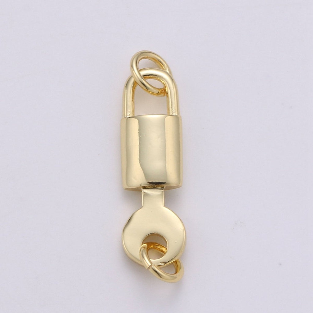 14k Gold plated Lock Key Pendant Charm, Dainty Key Pendant Charm, Gold plated Lock F-448 - DLUXCA