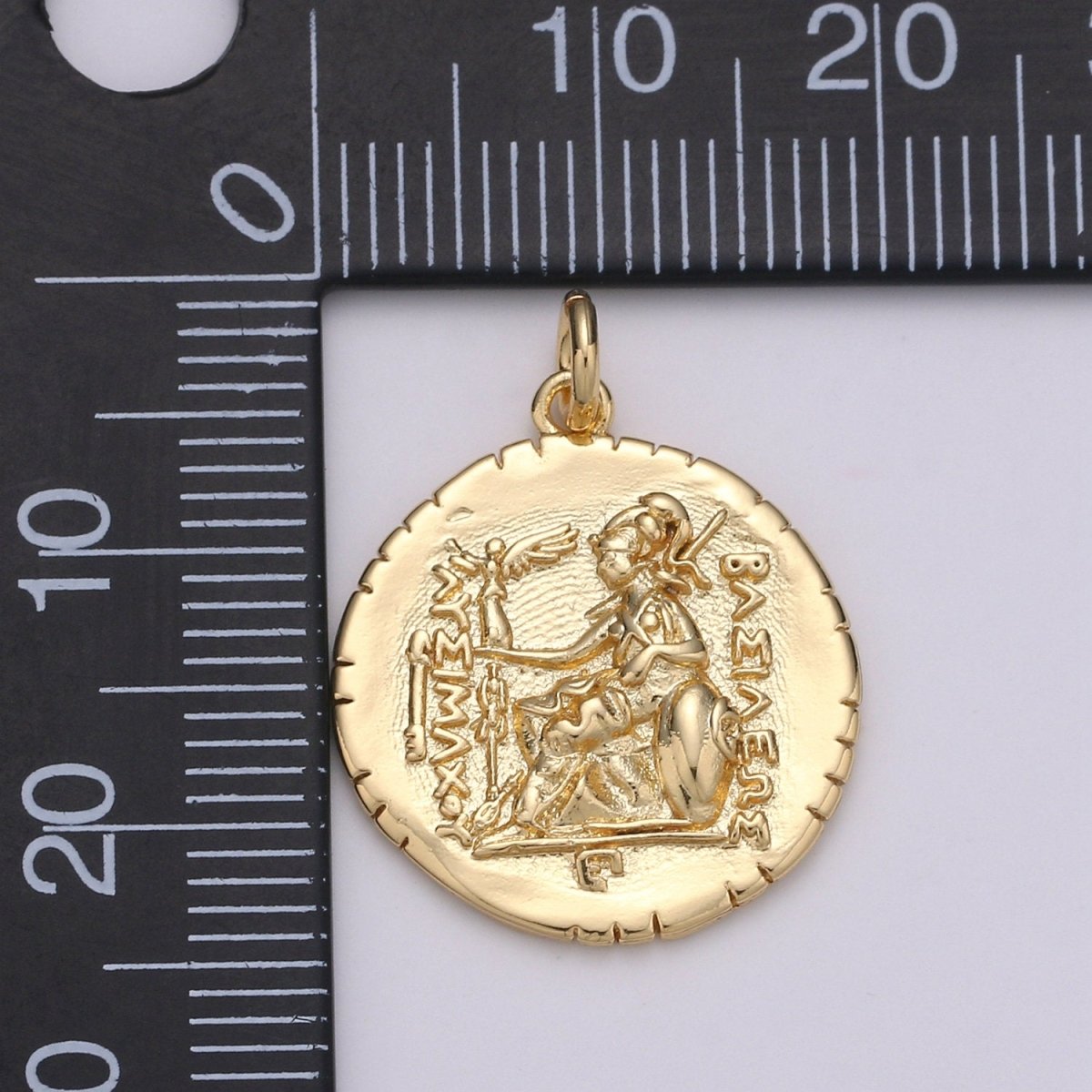 14k Gold plated Macedonia Ancient Coin Pendant, Greek Warrior Alexander Coin Pendant, Warrior Coin Pendant, Hercules coin Pendant, D-204 - DLUXCA