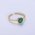 14K Gold plated Malachite Gemstone Solitaire Ring | O1357 - DLUXCA