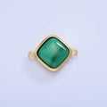 14K Gold plated Malachite Rhombus Bezel Connector | G334 - DLUXCA