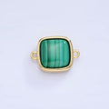 14K Gold plated Malachite Square Bezel Connector | G333 - DLUXCA