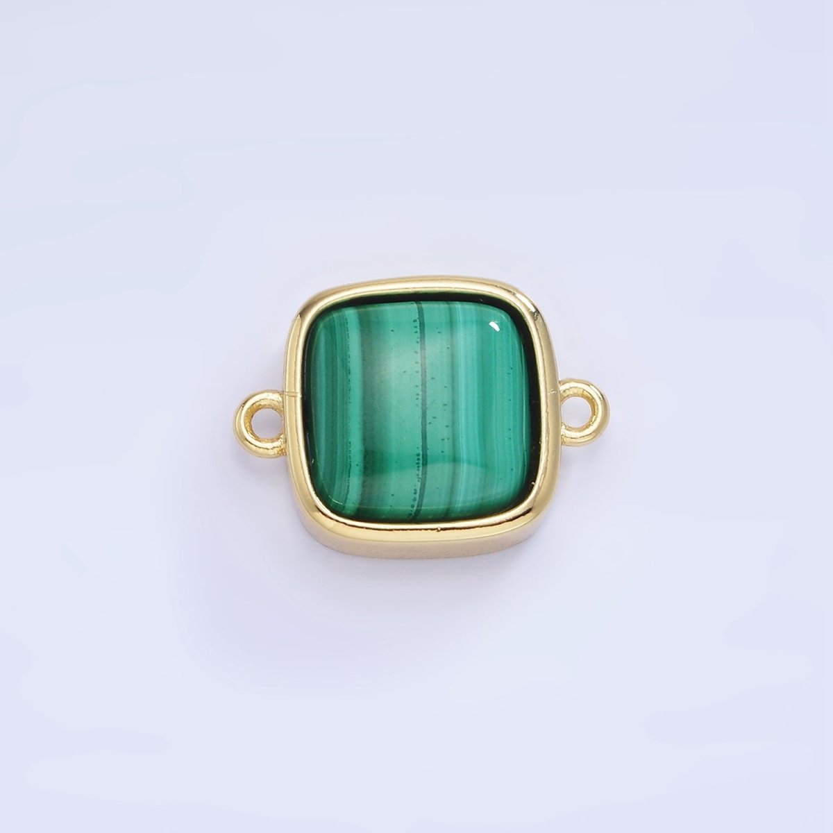 14K Gold plated Malachite Square Bezel Connector | G333 - DLUXCA
