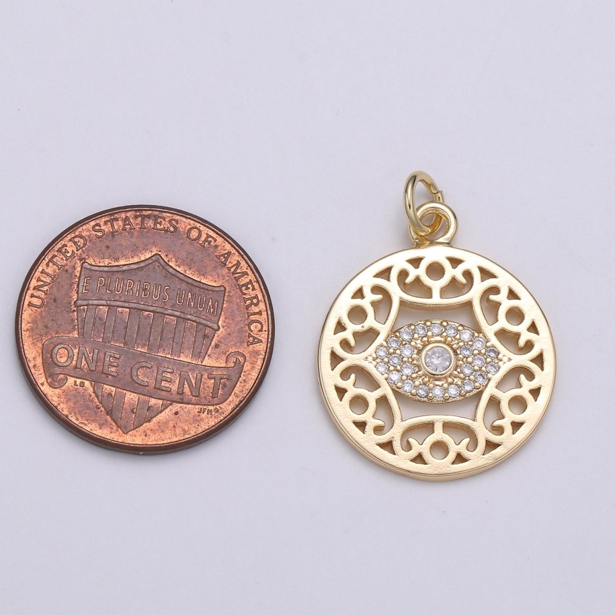 14k Gold plated Mandala Pendant, Gold Medallion, Boho Pendant, Gold Evil EyE Charms for Earring Bracelet Necklace Jewelry Making Supply,E-095 - DLUXCA